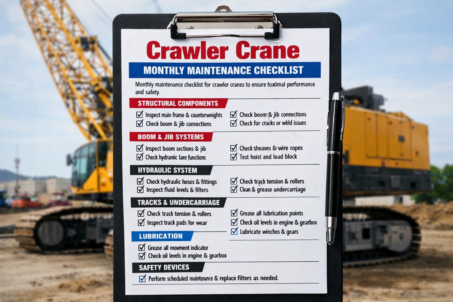 crawler-crane-monthly-maintenance-checklist